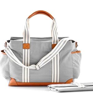 Pottery barn, classic gray diaper bag in near perfect condition